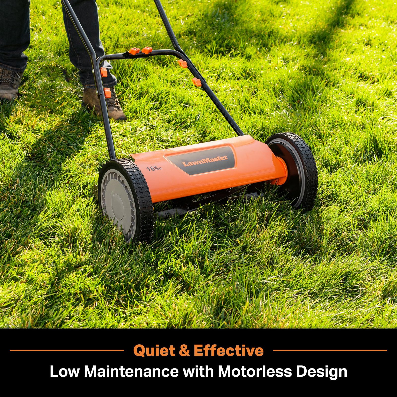 LawnMaster 16″ (40.6 cm) 5-Blade Manual Reel Lawn Mower – 4-Position Height, 22 lb (10 kg) - Image 18