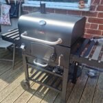 CosmoGrill Outdoor XL Charcoal Smoker BBQ Grill – Adjustable Charcoal Pan, Built-in Thermometer, 2 Side Tables, Chimney & Wheels – Portable Garden Barbecue Smoker photo review