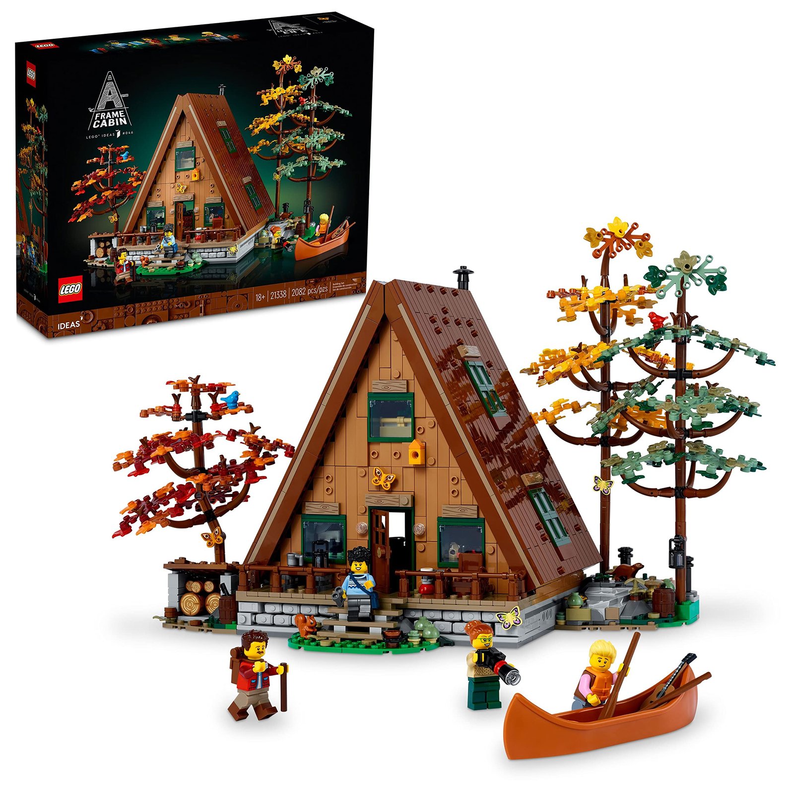 LEGO Ideas A-Frame Cabin 21338 – Collectible Display Set for Adults, Nature-Inspired Model with Minifigures and Animal Figures, Architecture Gift Idea