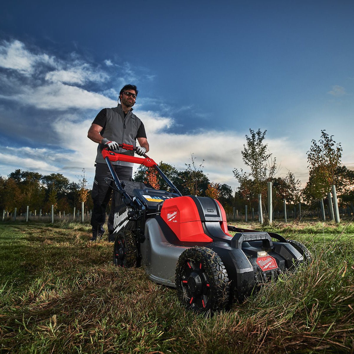 Milwaukee M18F2LM46-0 36V FUEL Brushless 46cm Self Propelled Lawn Mower with 2 x 12.0Ah Battery & Charger